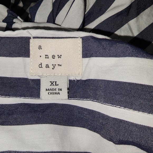 A New Day Maxi Dress XL Blue White Stripes Nautical Beach Vacation Lagenlook - Picture 4 of 7